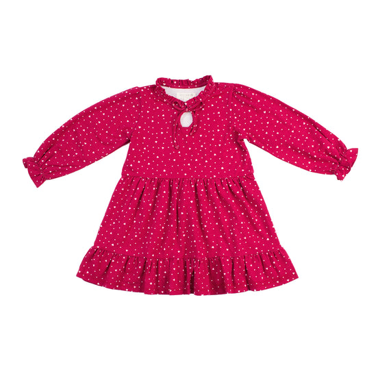 Kids String Bow Collar Tiered Dress