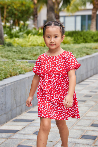 Kids Floral Empired Waist Dress