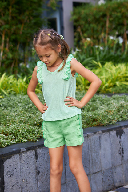 Kids Ruffle Shoulder Top