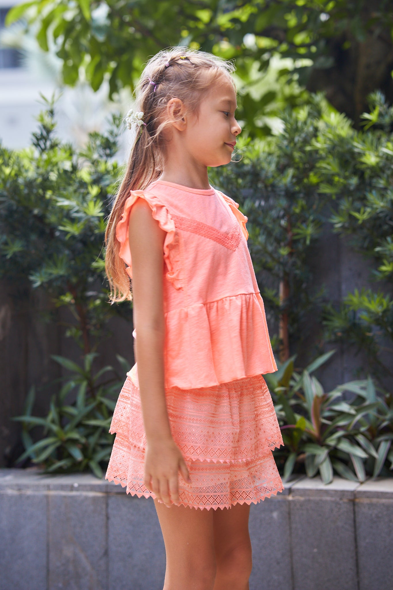 Kids Lace Tiered Skirt