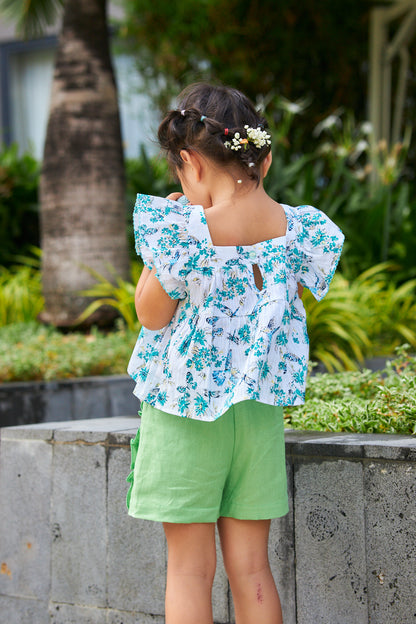 Kids Flutter Sleeves Crop Top