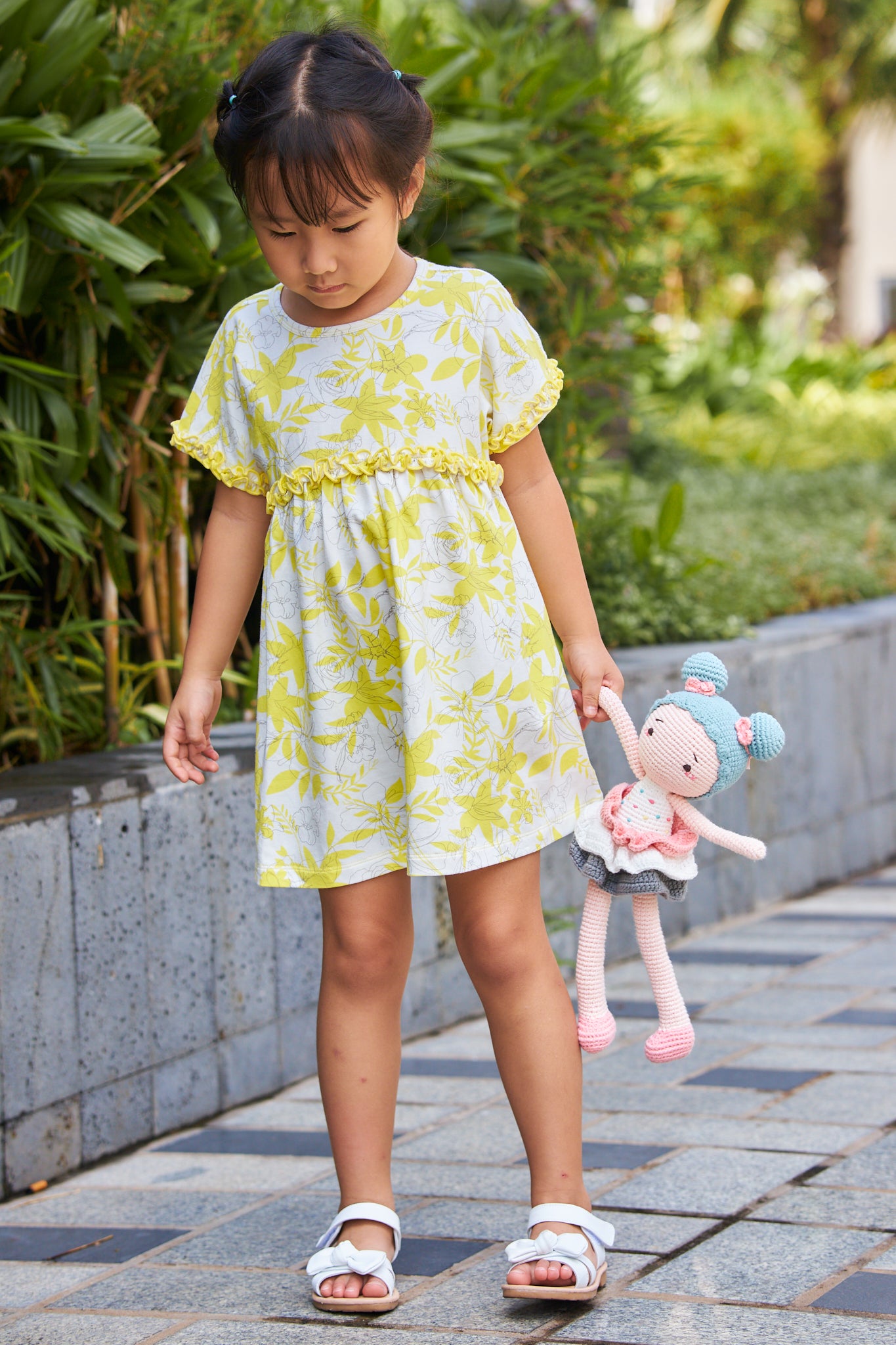 Kids Floral Empired Waist Dress