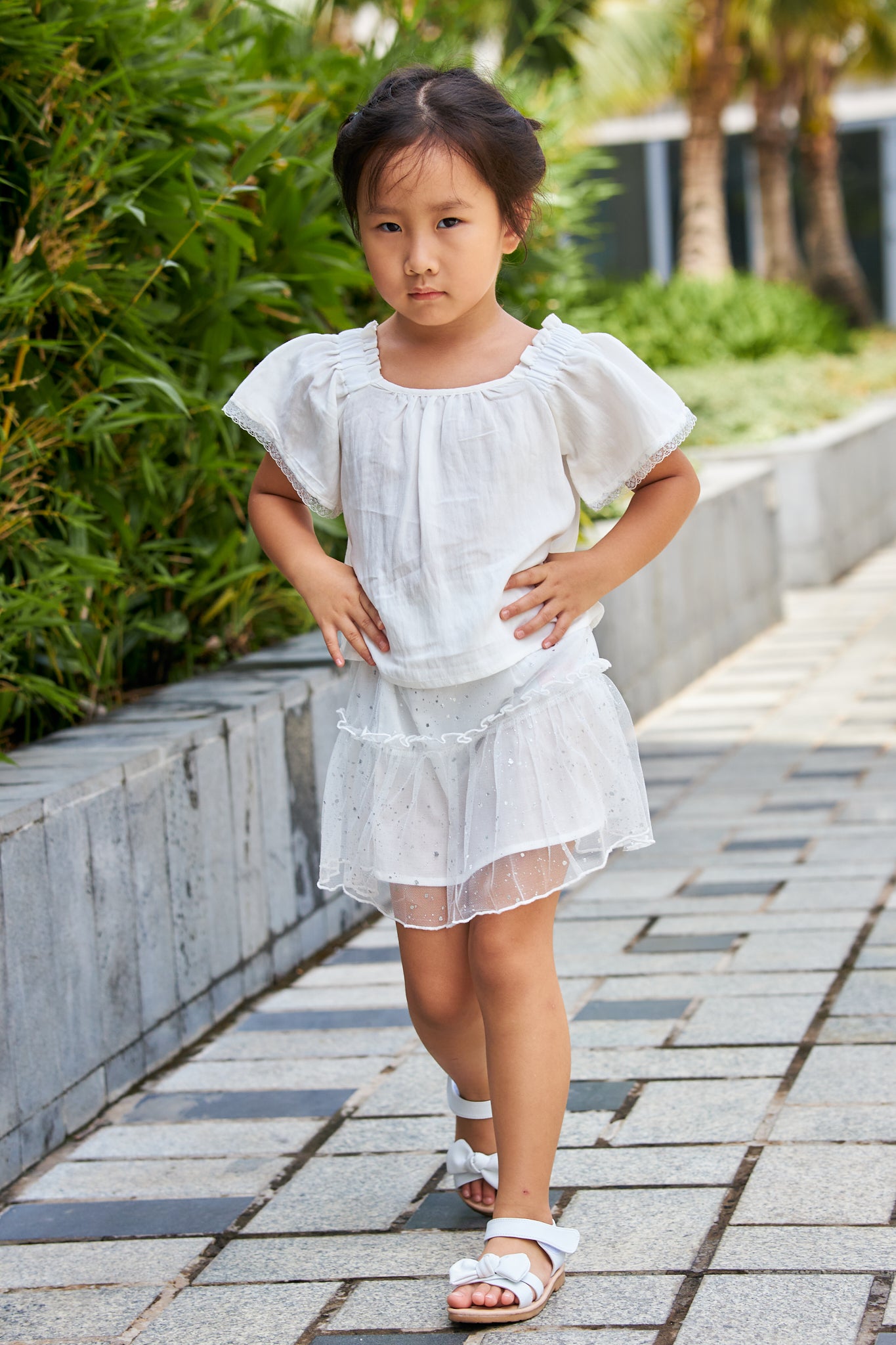 Kids Mesh Tiered Skirt