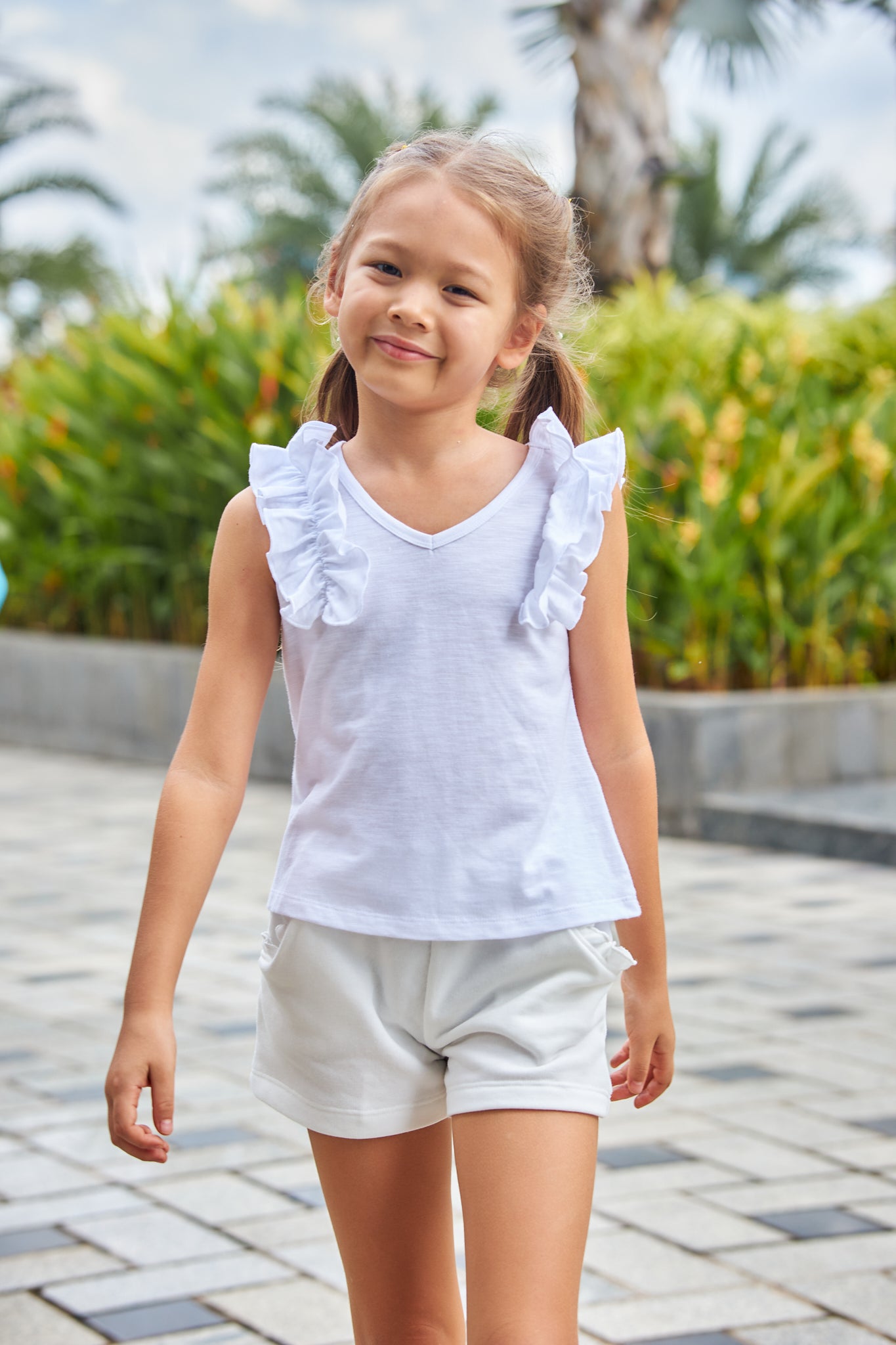 Kids Ruffle Shoulder Top