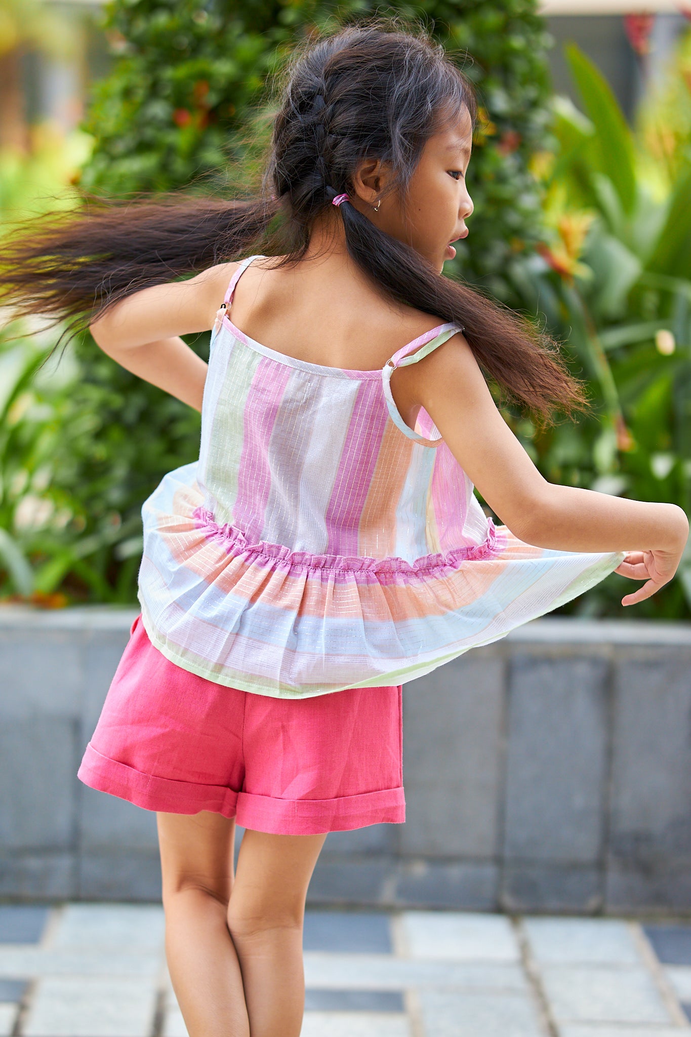 Kids Linen Ruffle & String Bow Shorts