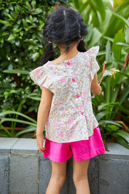 Kids Flutter Sleeves Crop Top