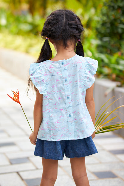 Kids Flutter Sleeves Crop Top