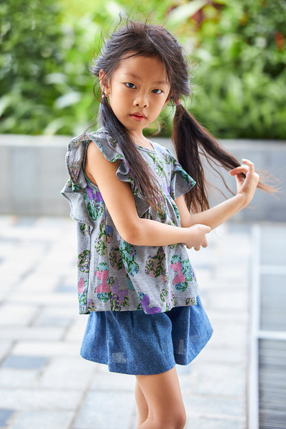 Kids Flutter Sleeves Crop Top