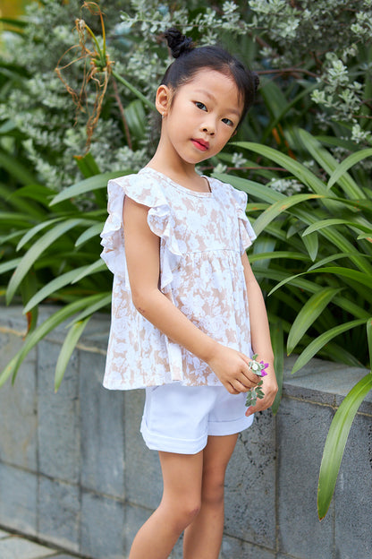 Kids Flutter Sleeves Crop Top