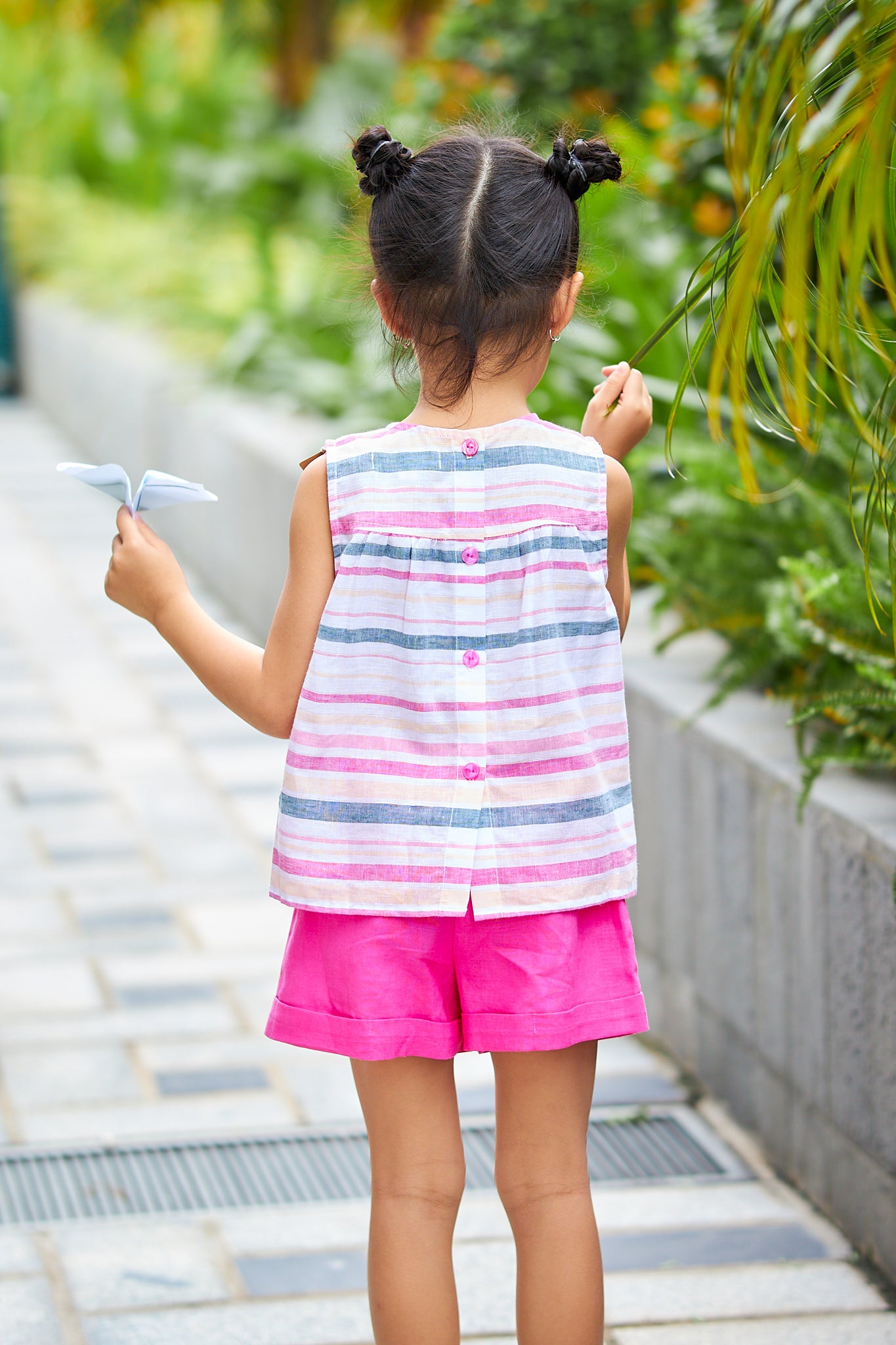 Kids Linen Ruffle & String Bow Shorts