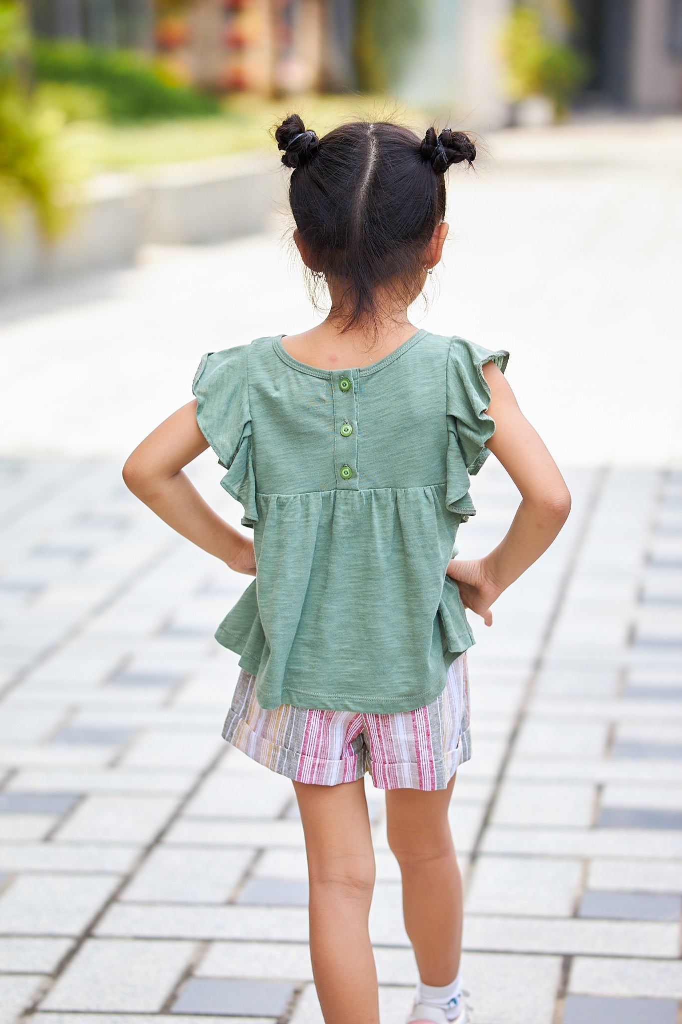 Kids Linen Ruffle & String Bow Shorts