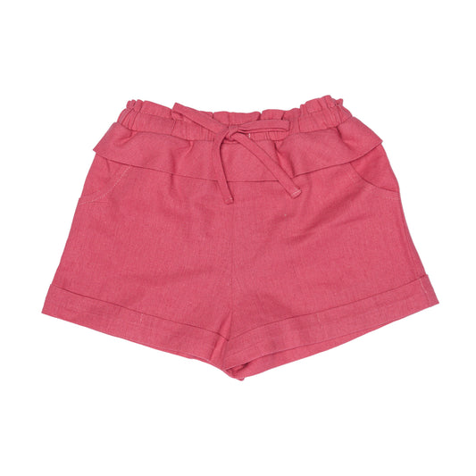 Kids Linen Ruffle & String Bow Shorts