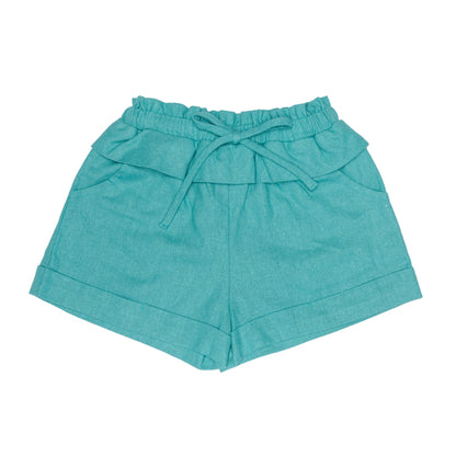 Kids Linen Ruffle & String Bow Shorts