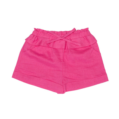 Kids Linen Ruffle & String Bow Shorts