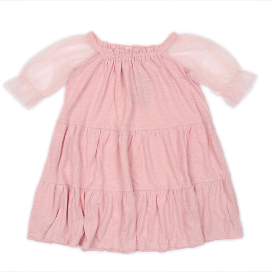 Kids Raglan Sleeves Tiered Dress