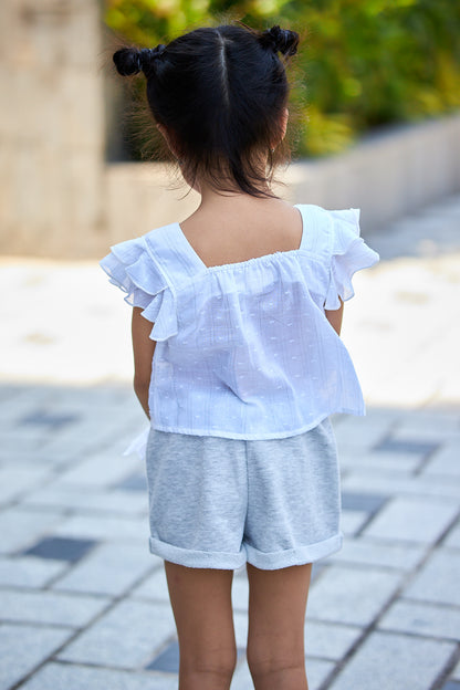 Kids Dual Layers Sleeves Crop Top